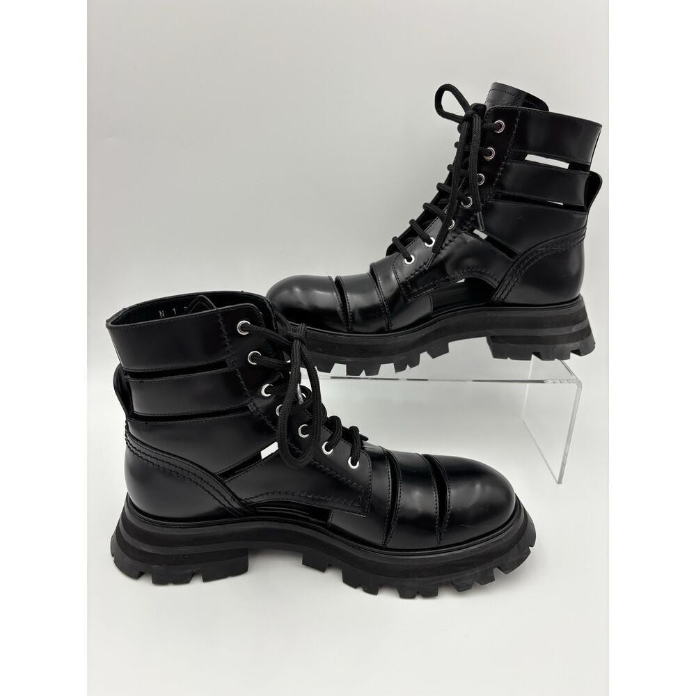 Alexander McQueen Wander Leather Cutout Combat Boots Black Size 39 / 9 - Picture 16 of 16